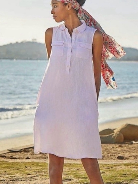 J Mclaughlin Dresses & Skirts - J. McLaughlin Aberdeen Sleeveless Linen Dress light pink XS coastal vacation